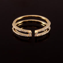 Load image into Gallery viewer, 0.26 CT DIAMOND &amp; BAGUETTE 14K YELLOW GOLD OPEN RING
