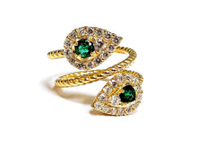 Load image into Gallery viewer, 1.02Ct Diamond 0.53Ct Emerald Pear Wrap Ring 14K Gold
