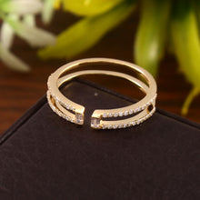Load image into Gallery viewer, 0.26 CT DIAMOND &amp; BAGUETTE 14K YELLOW GOLD OPEN RING
