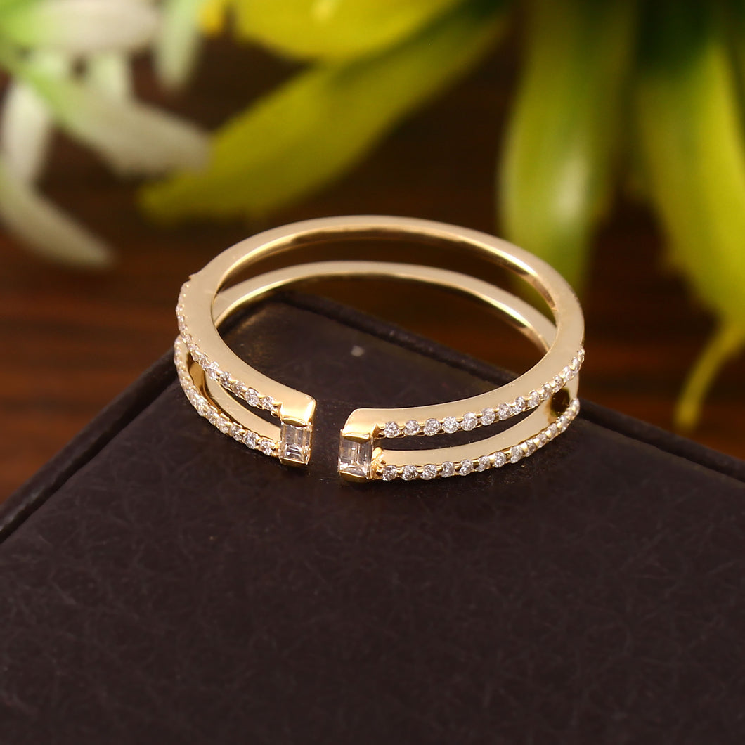 0.26 CT DIAMOND & BAGUETTE 14K YELLOW GOLD OPEN RING
