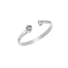 Load image into Gallery viewer, 0.11 CT DIAMOND &amp; BAGUETTE 14K WHITE GOLD OPEN  RING
