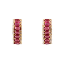 Load image into Gallery viewer, 0.45 CT DIAMOND &amp; 5.40 CT RUBY OVAL 14 K YELLOW GOLD HOOP
