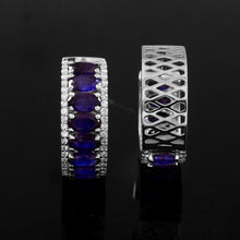 Load image into Gallery viewer, 0.45 CT DIAMOND &amp; 4.90 CT BLUE SAPPHIRE OVAL 14 K WHITE GOLD HOOP
