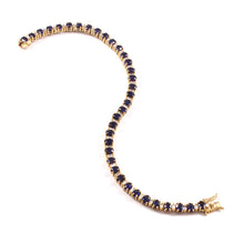 Load image into Gallery viewer, 1.20 CT DIAMOND BAGUETTE &amp; 9.80 CT BLUE SAPPHIRE 14K YELLOW GOLD TENNISH BRACELET
