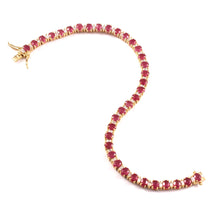 Load image into Gallery viewer, 1.20 CT DIAMOND BAGUETTE &amp; 9.05 CT RUBY 14K YELLOW GOLD TENNISH BRACELET
