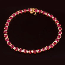 Load image into Gallery viewer, 1.20 CT DIAMOND BAGUETTE &amp; 9.05 CT RUBY 14K YELLOW GOLD TENNISH BRACELET
