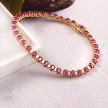 Load image into Gallery viewer, 1.20 CT DIAMOND BAGUETTE &amp; 9.05 CT RUBY 14K YELLOW GOLD TENNISH BRACELET
