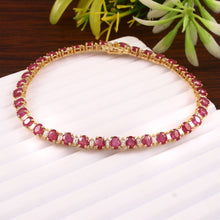 Load image into Gallery viewer, 1.20 CT DIAMOND BAGUETTE &amp; 9.05 CT RUBY 14K YELLOW GOLD TENNISH BRACELET
