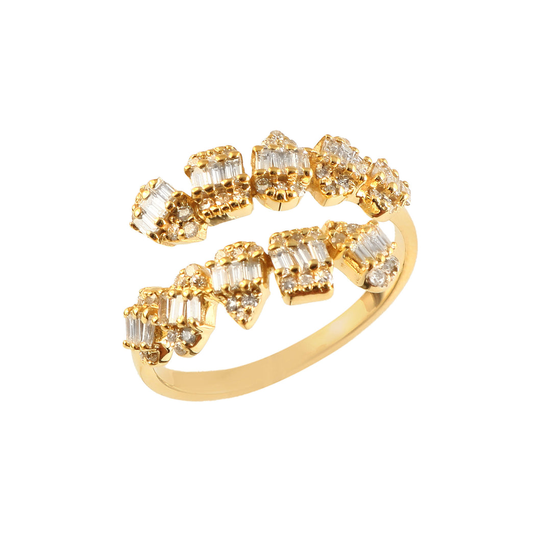 DIAMOND AND BAGUETTE 14K YELLOW GOLD RING
