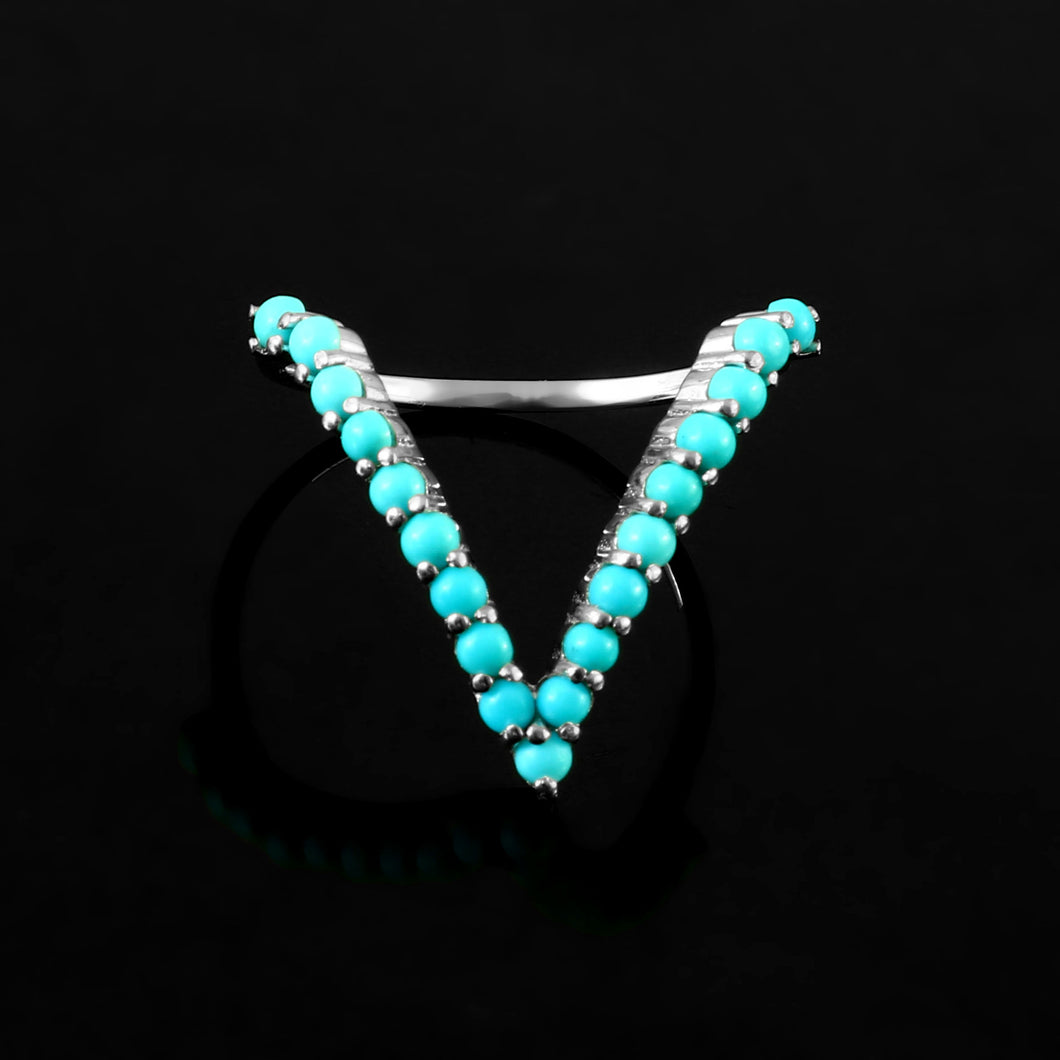 0.75 CT TURQUOISE AND 14K YELLOW GOLD RING