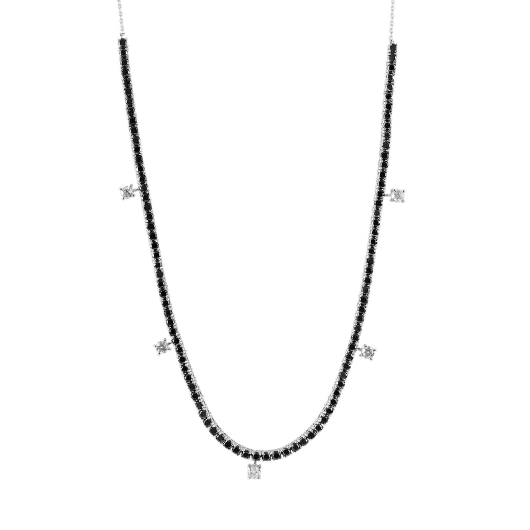 DIAMOND AND BLACK DIAMOND 14K WHITE GOLD NECKLACE
