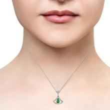Load image into Gallery viewer, DIAMOND AND 14K WHITE GOLD WITH EMERALD PENDANT CHAIN
