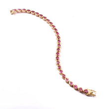 Load image into Gallery viewer, 9.90 CT PINK SAPPHIRE 14K YELLOW GOLD BRACELET
