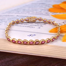 Load image into Gallery viewer, 9.90 CT PINK SAPPHIRE 14K YELLOW GOLD BRACELET
