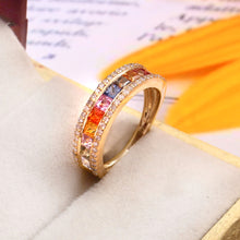 Load image into Gallery viewer, 0.30 CT DIAMOND &amp; 14K YELLOW GOLD MULTI SAPPHIRE CHOKI CHANNEL SETTING RING
