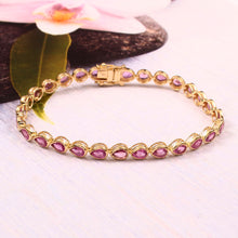 Load image into Gallery viewer, 9.90 CT PINK SAPPHIRE 14K YELLOW GOLD BRACELET
