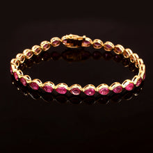 Load image into Gallery viewer, 9.90 CT PINK SAPPHIRE 14K YELLOW GOLD BRACELET
