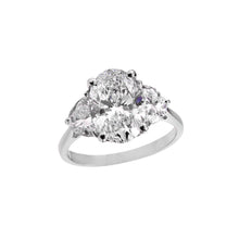 Load image into Gallery viewer, 4.00 CT LAB DIAMOND &amp; 14K WHITE GOLD HALF MOON AND OVAL SOLITAIRE RING
