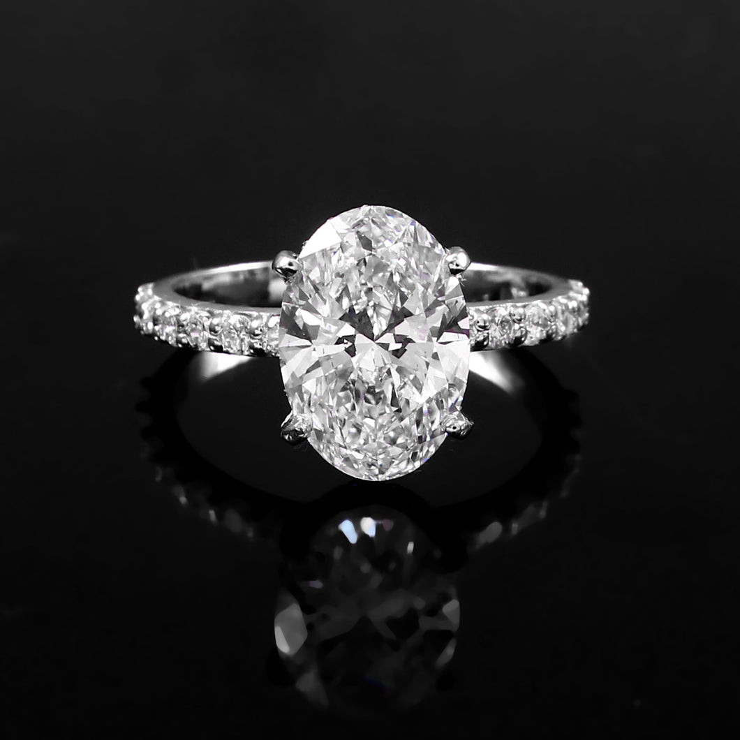 3.55 CT LAB DIAMOND & 14K WHITE GOLD WITH LAB SOLITAIRE RING