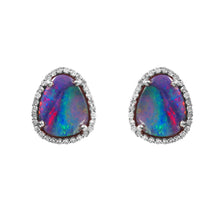 Load image into Gallery viewer, 0.35 CT DIAMOND &amp; 14K GOLD OPAL STUDS EARRING
