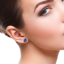 Load image into Gallery viewer, 0.35 CT DIAMOND &amp; 14K GOLD OPAL STUDS EARRING
