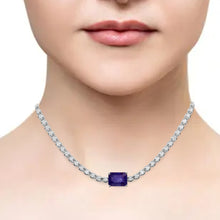 Load image into Gallery viewer, 1.55 CT DIAMOND &amp; 14K WHITE GOLD WITH SAPPHIRE NECKLACE
