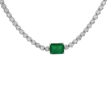 Load image into Gallery viewer, 1.55 CT DIAMOND &amp;  14K WHITE GOLD WITH  EMERALD NECKLACE
