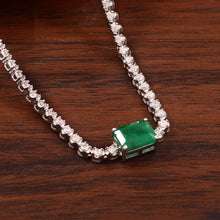 Load image into Gallery viewer, 1.55 CT DIAMOND &amp;  14K WHITE GOLD WITH  EMERALD NECKLACE
