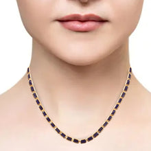 Load image into Gallery viewer, 23.35 CT BLUE SAPPHIRE &amp; 14K GOLD TENNIS NECKLACE
