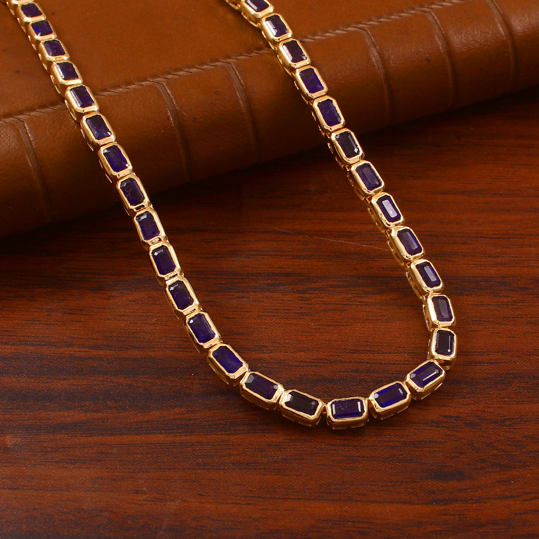 23.35 CT BLUE SAPPHIRE & 14K GOLD TENNIS NECKLACE