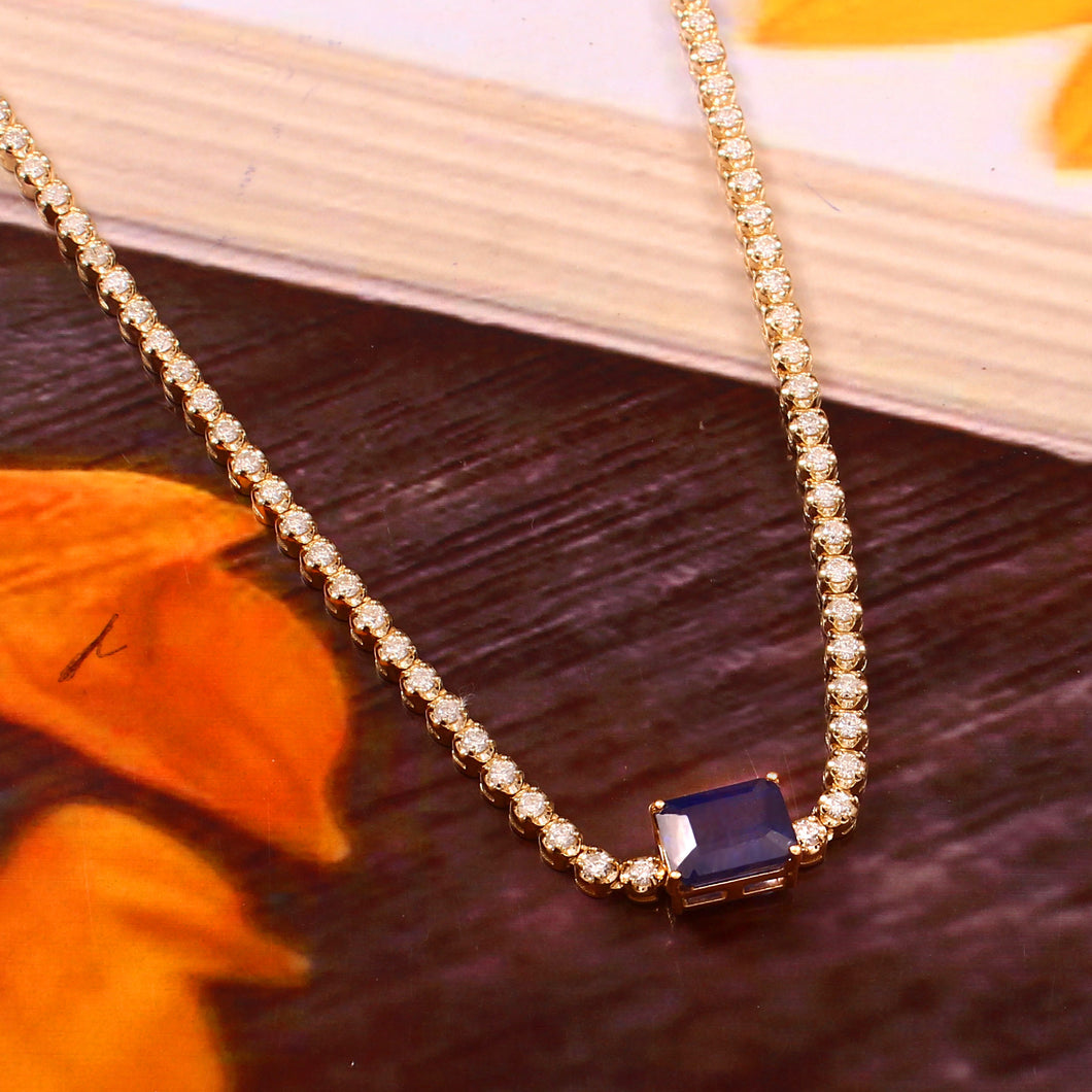 1.55 CT DIAMOND & 14K YELLOW GOLD WITH SAPPHIRE NECKLACE