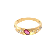 Load image into Gallery viewer, 0.45 CT DIAMOND MIX SHAPE &amp; 0.40 CT RUBY 14K  YELLOW GOLD RING
