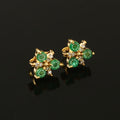 0.07 CT DIAMOND & 0.50CT EMERALD 14K YELLOW GOLD STUDS