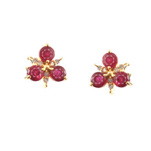 Load image into Gallery viewer, 0.07 CT DIAMOND &amp; 1.10 CT RUBY 14K YELLOW GOLD STUD
