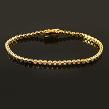 Load image into Gallery viewer, 0.35 CT DIAMOND &amp;2.20 CT BLUE SAPPHIRE 14K YELLOW GOLD TENNIS BRACELET
