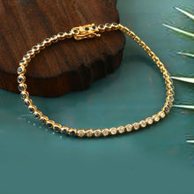 Load image into Gallery viewer, 0.35 CT DIAMOND &amp;2.20 CT BLUE SAPPHIRE 14K YELLOW GOLD TENNIS BRACELET
