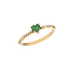 Load image into Gallery viewer, 0.15 CT DIAMOND &amp; 0.20 CT EMERALD HEART SHAPE 14K YELLOW GOLD RING
