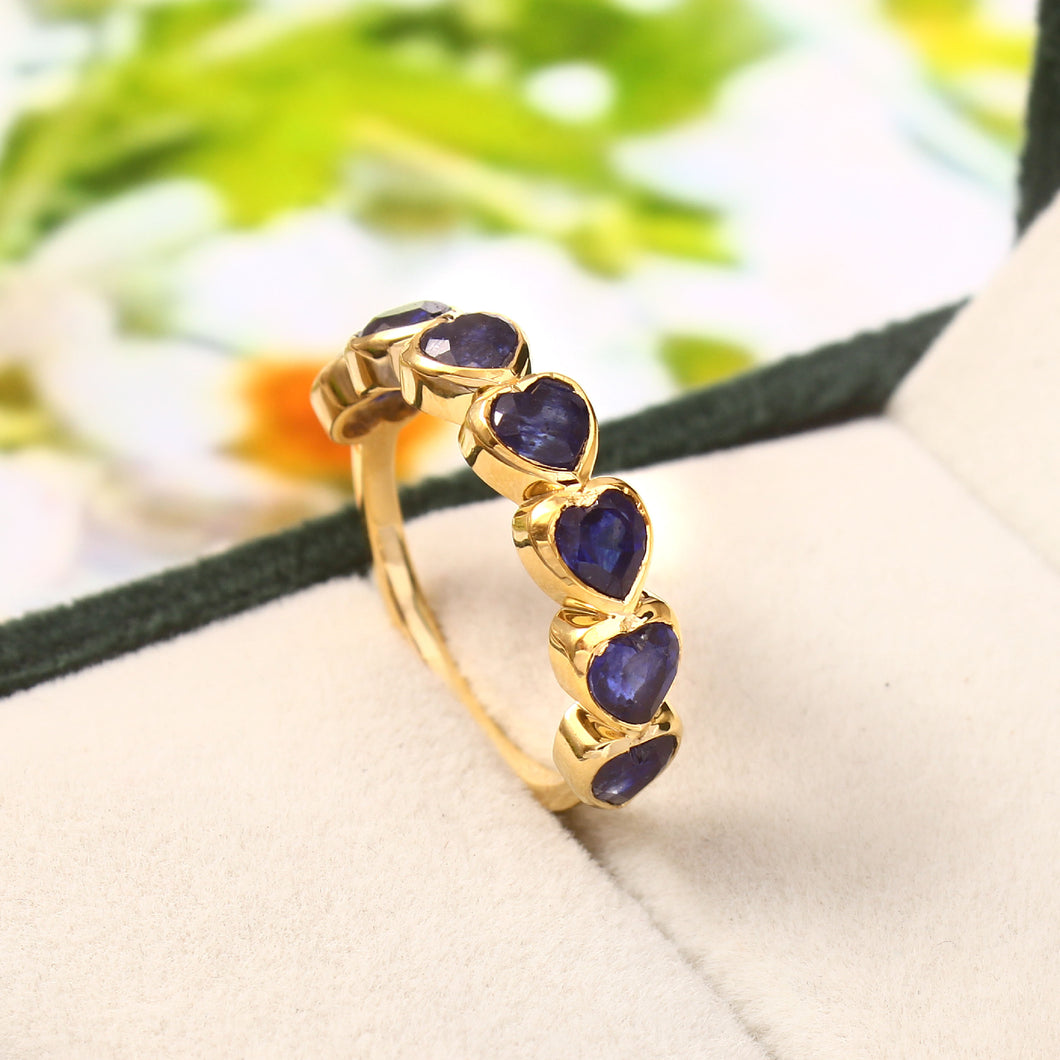 2.70 CT BLUE SAPPHIRE HEART SHAPE 14K YELLOW GOLD RING