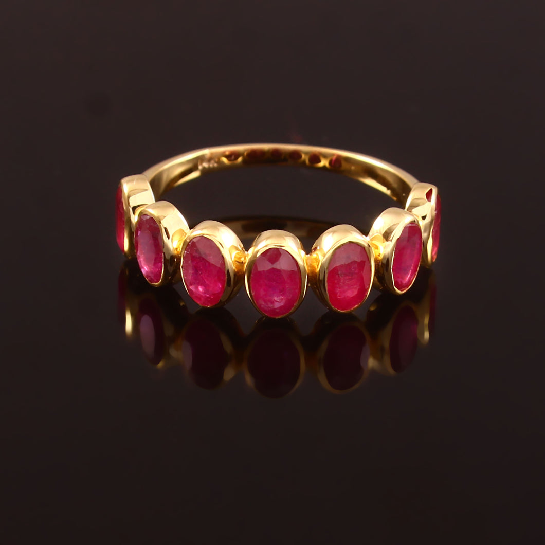 2.36 CT RUBY OVAL BEZEL SETTING 14K YELLOW GOLD RING