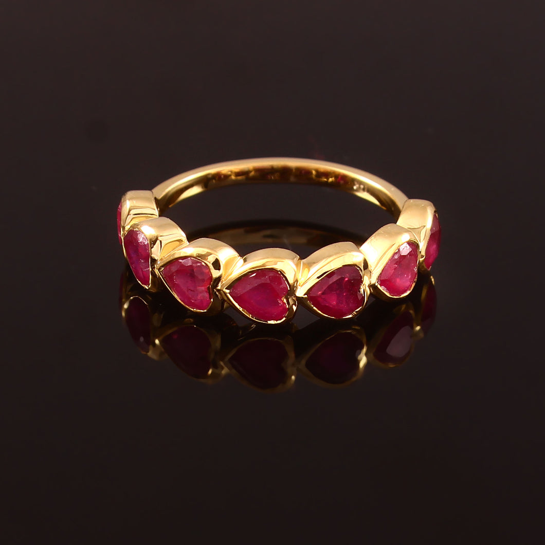 2.60 CT RUBY HEART SHAPE 14K YELLOW GOLD RING