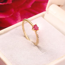 Load image into Gallery viewer, 0.15 CT DIAMOND &amp; 0.45 CT RUBY HEART SHAPE 14K YELLOW GOLD RING
