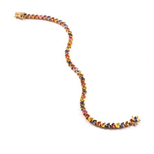 Load image into Gallery viewer, 9.00 CT MULTI SAPPHIRE PEAR SHAPE 14K YELLOW GOLD BRACELET

