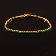 Load image into Gallery viewer, 2.50 CT EMERALD ROUND TENNIS 14K YELLOW GOLD BRACELET
