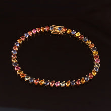 Load image into Gallery viewer, 9.00 CT MULTI SAPPHIRE PEAR SHAPE 14K YELLOW GOLD BRACELET
