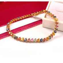 Load image into Gallery viewer, 9.00 CT MULTI SAPPHIRE PEAR SHAPE 14K YELLOW GOLD BRACELET
