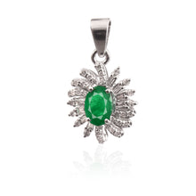 Load image into Gallery viewer, 14K WHITE GOLD, .75 CARAT EMERALD &amp; .45 CARAT DIAMOND BAGUETTE PENDENT
