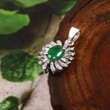 Load image into Gallery viewer, 14K WHITE GOLD, .75 CARAT EMERALD &amp; .45 CARAT DIAMOND BAGUETTE PENDENT
