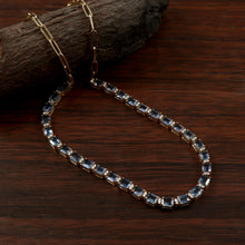 Load image into Gallery viewer, 0.43 CT DIAMOND &amp; 13.20 CT HEATED  BLUE SAPPHIRE 14K GOLD 8 INCH STONE PART 8 INCH CHAIN NECKLACE
