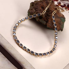 Load image into Gallery viewer, 0.43 CT DIAMOND &amp; 13.20 CT HEATED  BLUE SAPPHIRE 14K GOLD 8 INCH STONE PART 8 INCH CHAIN NECKLACE
