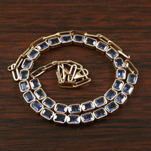 Load image into Gallery viewer, 15.10 CT HEATED BLUE SAPPHIRE 14K GOLD BEZAL SETTING 8 INCH STONE 8 INCH CHAIN NECKLACE
